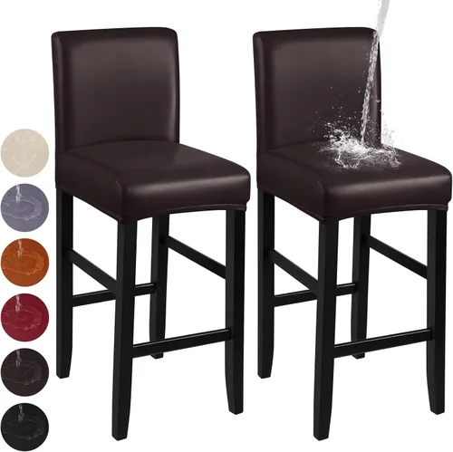Vista 18 de YISUN - Fundas para taburete de bar, mezcla de forro polar elástico y poliéster, lavables y removibles, para taburete de bar y silla alta, con Beige