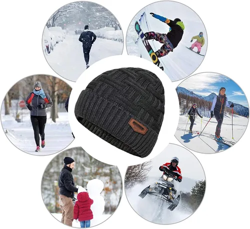 Vista 111 de Loritta Gorro de invierno cálido de punto grueso y holgado para hombre
