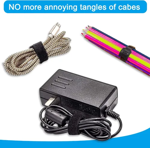 Vista 5 de 160 bridas para cables de sujeción reutilizables, lazos de gestión de cables de 6 pulgadas/8 pulgadas, bridas de cables reutilizables, bridas
