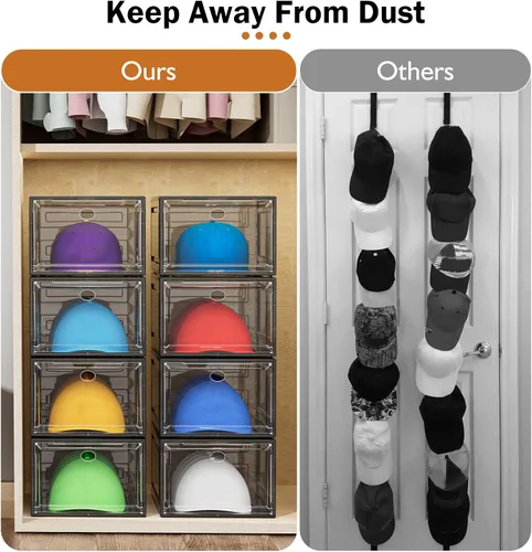 Vista 3 de YKLSLH Caja Organizadora de Sombreros, 6 Cajas para 40 Sombreros, Organizador de Sombreros de Plástico Sólido Más Resistente Mejorado para Gorras