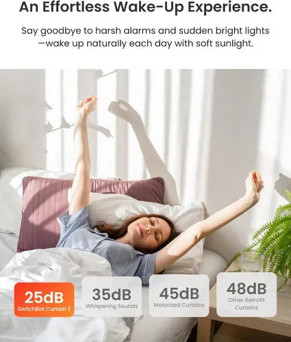 Vista 8 de SwitchBot - 2 paquetes de abridor de cortinas inteligente automático con Hub3 - Control remoto Bluetooth con aplicación/temporizador, motor de alto