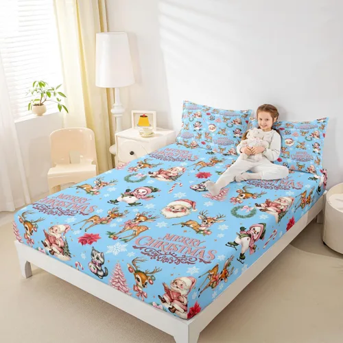 Vista 7 de Erosebridal Divertida sábana bajera ajustable de Halloween para niños, lindo juego de ropa de cama de calabaza fantasma, decoración de Halloween