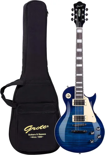 Vista 14 de Grote Guitarra eléctrica de cuerpo sólido LPYS-006 Maple Neck Ideal para todos los niveles con Gigbag (marrón antiguo)