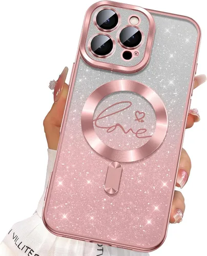 Vista 11 de Misscase Funda para iPhone 16 Pro Case Magnética con Purpurina con Protector Completo de Lente de Cámara, [Compatible con MagSafe] Linda Funda