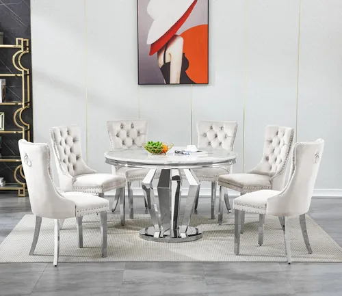 Vista 44 de Juego de mesa de comedor de mármol sintético de oro blanco de 47 pulgadas para 2, juego de mesa de comedor de cocina de 3 piezas, juego de mesa