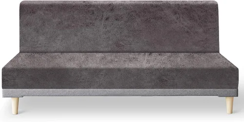 Vista 37 de molasofa - Funda elástica para futón de aspecto de cuero, cubierta para sofá sin brazos, protector de muebles con parte inferior elástica, funda