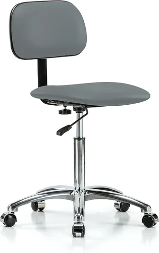 Vista 19 de Perch - Silla de laboratorio cromada con respaldo ajustable, altura del escritorio de 17 a 22 pulgadas, tela negra