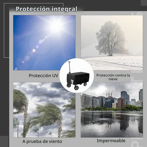 Vista 7 de Funda plegable para carro de jardín 600D, cubierta protectora de tela Oxford 600D, cubierta impermeable para carrito de jardín, cubiertas