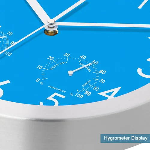Vista 5 de WOOPHEN Reloj de pared silencioso de 12 pulgadas, funciona con pilas, cubierta de vidrio sin tictac, reloj de pared con marco de aluminio plateado