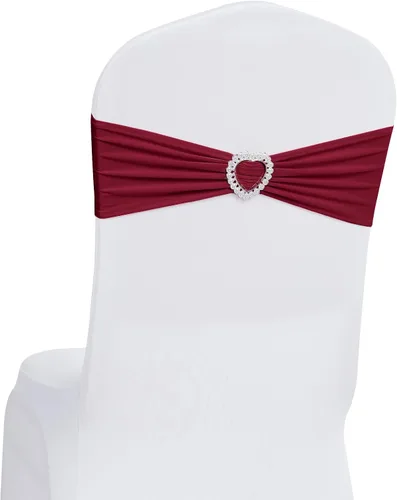 Vista 20 de Paquete de 30 cintas elásticas Howhic de elastano para sillas con lazos, banda de cubierta de silla con hebilla deslizante, lazos elásticos