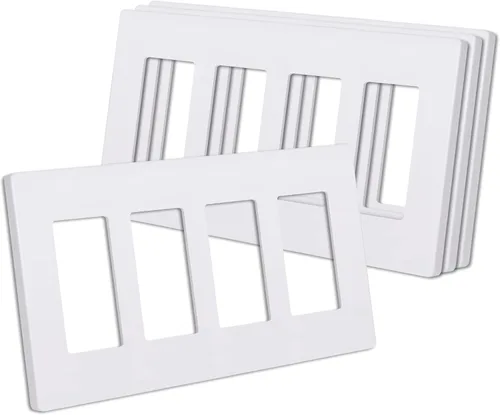 Vista 9 de CML Placa de Pared Decorativa Negra de 4 Posiciones Sin Tornillos, Paquete de 4 Placas de Interruptor de Luz y Cubierta Frontal para Receptáculo
