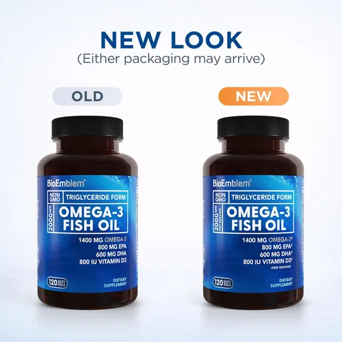 Vista 2 de BioEmblem Aceite de pescado Omega-3 2000mg por porción con vitamina D3-120