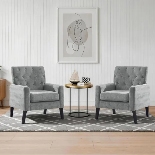 Vista 24 de Sillas decorativas modernas de mediados de siglo, silla de oficina de felpilla beige para recepción, silla de club tapizada para sala de estar