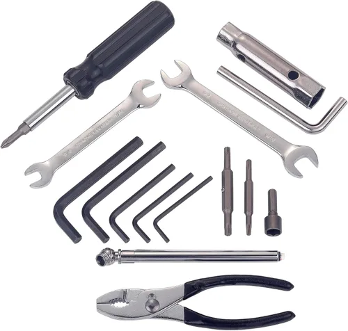 Vista 7 de Kit de herramientas de reparación de motocicleta para motocicletas Harley Davidsons, juego de herramientas básicas de reparación de bicicletas, kit