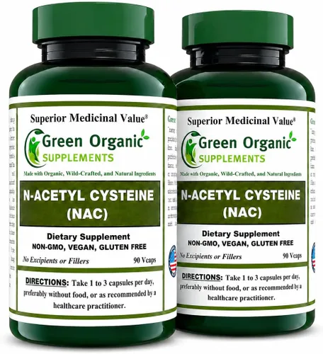 Vista 11 de Suplementos orgánicos verdes N-acetil cisteína (NAC) 700 mg Apoya la producción de glutatión, actividad antioxidante y salud celular 90 cápsulas