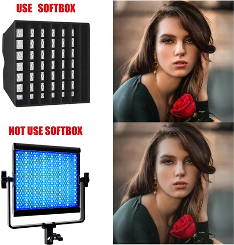 Vista 3 de GVM 850D RGB LED luces de video con 2 soportes de softbox, panel de iluminación de video a todo color de 360° con control de aplicación, 2 paquetes