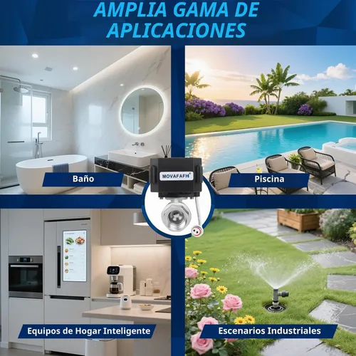 Vista 5 de Válvula de bola motorizada WiFi de 1/2 pulgada - Sensor de apagado automático con temporizador de agua inteligente, conexión USB de 5 V CC, acero
