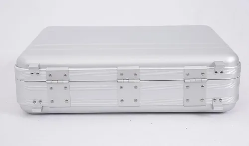 Vista 6 de urecimy Maletín de metal, caja de herramientas de aluminio, maletín para cuaderno, plateado