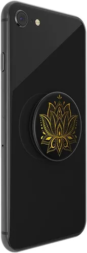 Vista 4 de Agarre para teléfono PopSockets con soporte expansible, agarre adhesivo - Golden Prana Black Sujeción segura y cómoda, anticaída, soporte, luna