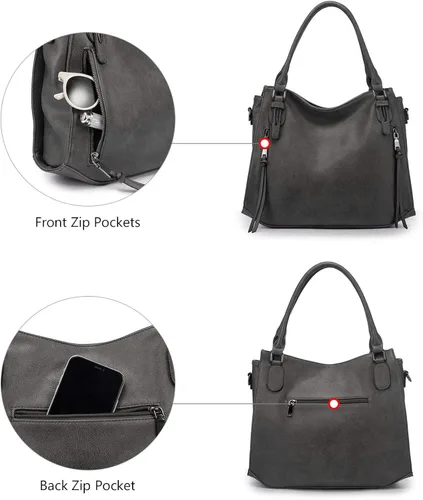 Vista 5 de Realer Handbags for Women Hobo Bags Large Crossbody Shoulder Bag Vegan Faux Leather, with HolsterWallet