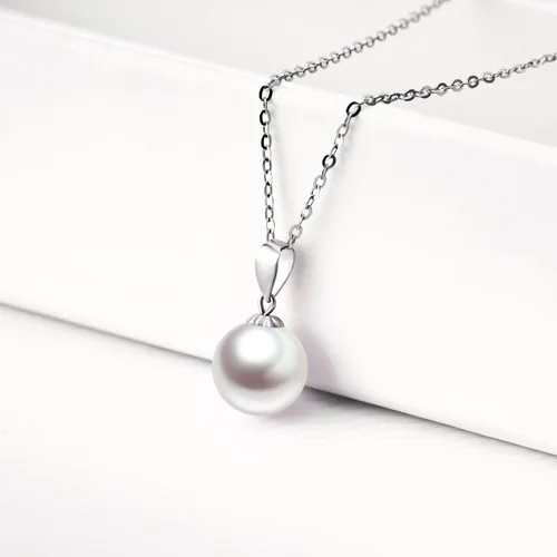Vista 4 de Collares de perlas de oro de 14 quilates para mujer con colgante de oro de 18 quilates (perla cultivada de agua dulce), regalo de oro real