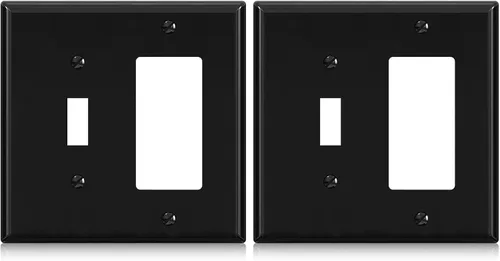 Vista 7 de ELEGRP - Placa de pared combinada de 2 ventanas, interruptor de luz de palanca de 1 banda, 1 dispositivo decorador/GFCI, placas de pared combinadas