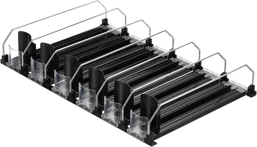 Vista 8 de uxcell Organizador de latas de soda para refrigerador, organizador de bebidas autoempujable para refrigerador, dispensador de bebidas ajustable