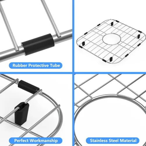 Vista 9 de Protectores de fregadero para fregadero de cocina, 12 x 11 pulgadas, protector de fregadero centrado en rejilla, material de acero inoxidable 304