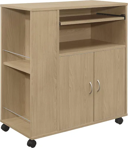Vista 3 de Kings Brand Furniture - Carrito rodante de isla de cocina con ruedas con gabinete de almacenamiento, haya