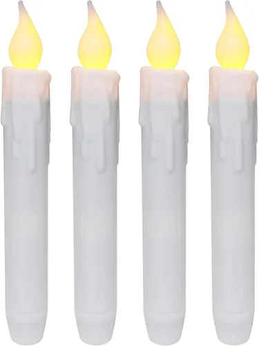 Vista 7 de CVHOMEDECO. Velas cónicas parpadeantes LED, velas sin llama con goteo, operadas por batería con temporizador, blancas, 4-3/4 pulgadas, juego de 2