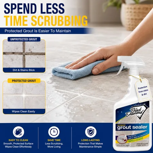 Vista 6 de SELLADOR DE LECHADA ULTIMO – Protección profesional para azulejos, piedra y lechada para duchas, pisos y salpicaderos Fácil de limpiar, repelente