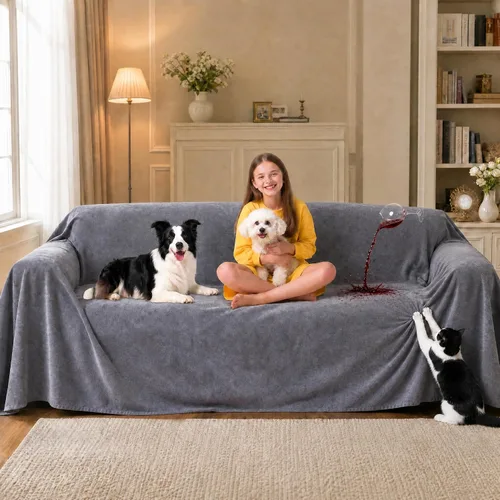 Vista 11 de Loiion Funda impermeable para sofá de perro 100% de doble cara - antideslizante, a prueba de fugas, protectores de sofá para mascotas para Almendra