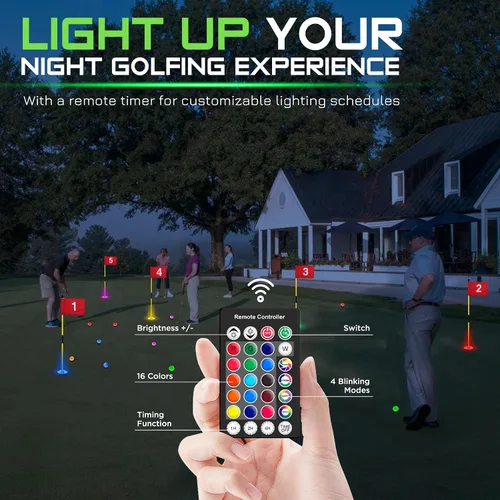 Vista 5 de KINGTOP Luz de hoyo de golf LED recargable - Impermeable, lente de iluminación enfocada, control remoto, perfecta para práctica nocturna de golf