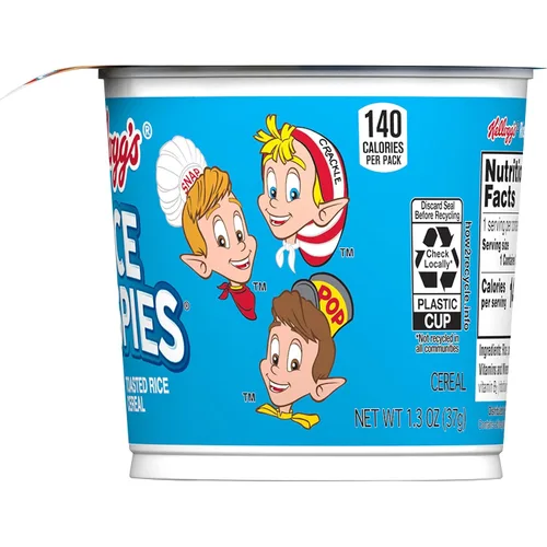 Vista 5 de Rice Krispies Taza de cereales Cold Breakfast, 8 vitaminas y minerales, una sola porción, original, taza de 1.3 onzas (1 taza)