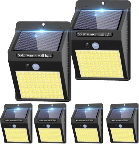 Vista 13 de 2 paquetes de luces solares para exteriores con sensor de movimiento - 3 modos/100 LED, luces solares de seguridad inalámbricas, resistentes al agua