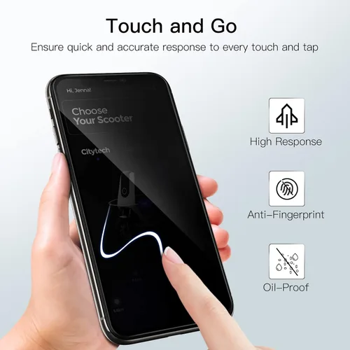 Vista 6 de JETech Protector de pantalla de privacidad de cobertura completa para iPhone 11 Pro/X/XS de 5.8 pulgadas, película de vidrio templado antiespía