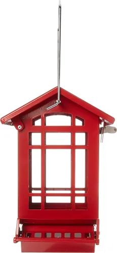 Vista 2 de Woodlink 991084 Chateau - Comedero para pájaros con semillas resistente a las ardillas, 12 pulgadas de alto, rojo