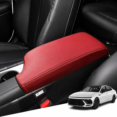 Vista 139 de Great-luck Funda de cuero para consola central, almohadilla para reposabrazos, accesorios de cubierta de caja (costuras rojas) para BMW X1 2023 2024