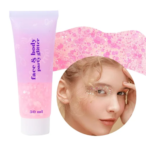 Vista 31 de DAGEDA Gel de purpurina corporal, lentejuelas de gel corporal con purpurina para la cara, sombra de ojos líquida, purpurina gruesa para cara, Negro