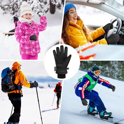 Vista 5 de Guantes de invierno, 3M Thinsulate guantes de nieve impermeables para clima frío cálido - Ciclismo, correr, conducir