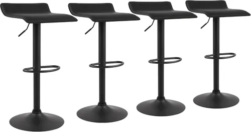 Vista 17 de NOBPEINT Taburete de bar giratorio ajustable cromado contemporáneo con base negra, juego de 2, color negro