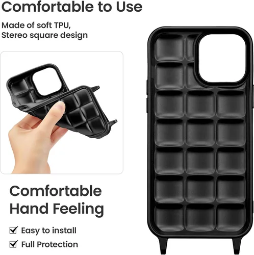 Vista 3 de ZCDAYE Funda para iPhone 13 Pro Max con correa, funda de silicona suave con cordón cruzado para teléfono, correa de hombro ajustable para el cuello