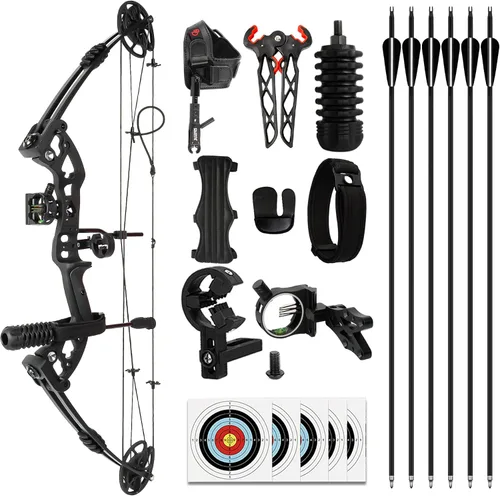 Vista 3 de Compound Bow Kit Adjustable for Outdoor Use & Target Practice, 30-70lbs Archery Set with Carbon Arrows and Accessories