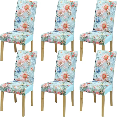 Vista 48 de Fundas para Sillas de Comedor, Juego de Fundas para Sillas de Comedor de 4 Piezas, Fundas Elásticas para Sillas de Cocina, Fundas para Sillas