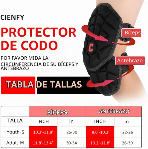 Vista 2 de Cienfy Bat's - Coderas de béisbol para jóvenes y adultos, coderas, protector de antebrazo