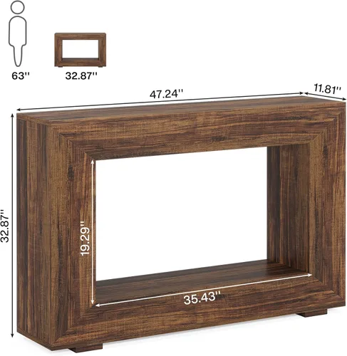 Vista 2 de Tribesigns - Mesa consola de granja, mesa de entrada de 47 pulgadas con almacenamiento, mesa decorativa de pasillo con estilo industrial para sala