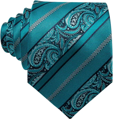 Vista 173 de Barry.Wang - Juego de corbata de seda para hombre, diseño de cachemira, pañuelo y gemelos de bolsillo