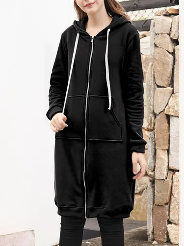 Vista 2 de Ablanczoom Hoodies for Women Long Sweatshirts Comfortable Full Zip Up Hoodie Womens Fashion Fleece Sweatshirt with Pockets