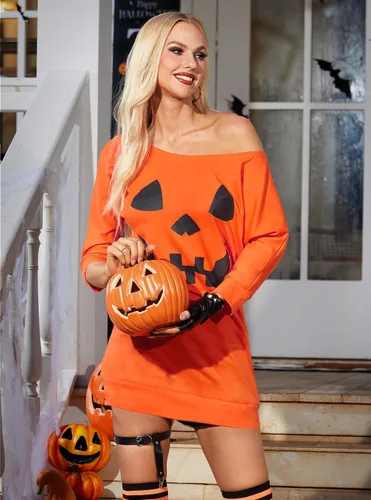 Vista 3 de For G and PL Tops de manga 34 con hombros descubiertos para Halloween para mujer
