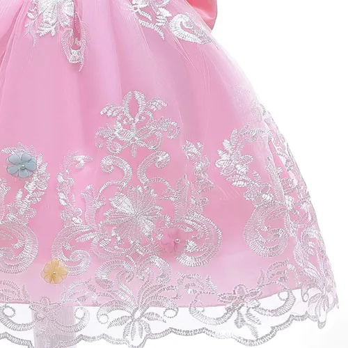 Vista 5 de QPANCY Vestidos de unicornio para niñas, trajes de concurso de princesa, diadema y ala a juego